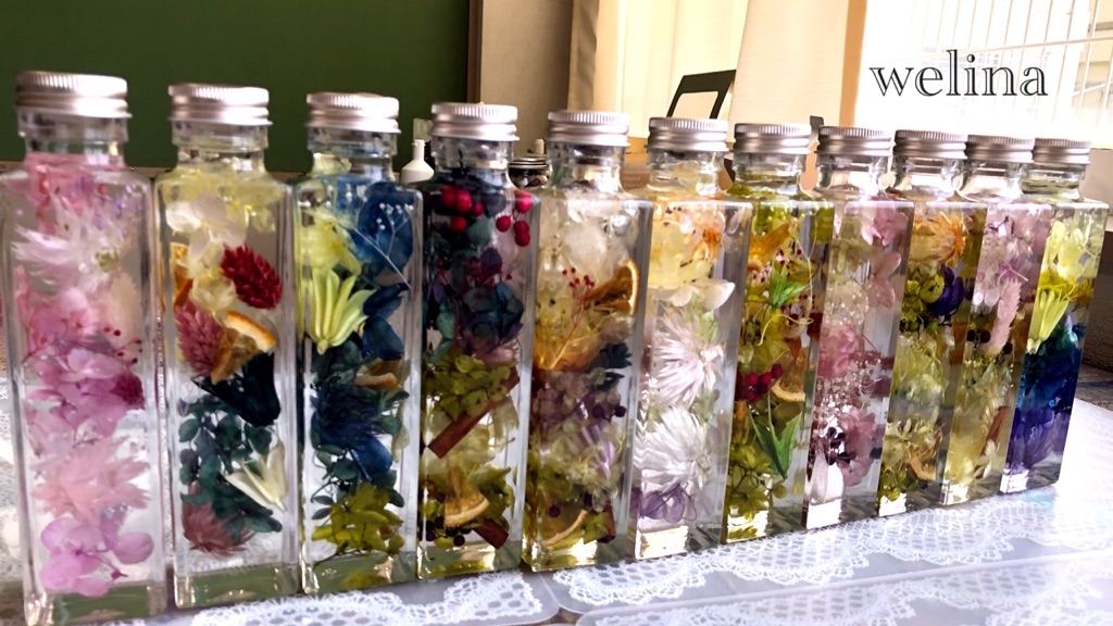 T小学校団体講習会♪31通りのハーバリウムの完成です♪可愛い♡